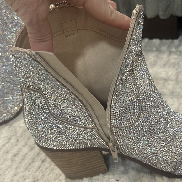 Cushionaire Sparkly Rhinetsone Western Ankle Boots Rodeo Concert Women's Size 8 - Picture 12 of 16